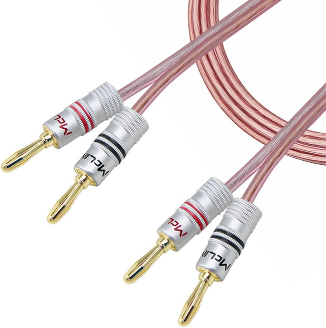 Banana Plug to 바나나 플러그 국산 50심 (17AWG) 오디오 앰프 투명 스피커 케이블 McLine, 1개, MC-HA53 바나나 50심 (1m)