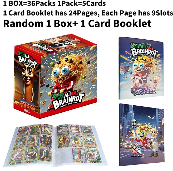 이탈리아 브레인로트 카드 북릿 트레이딩 세트 컬렉션 앨범 포함 텅텅텅 사후르 트랄랄라 게임 장난감 크리, 02 Booklet and Cards