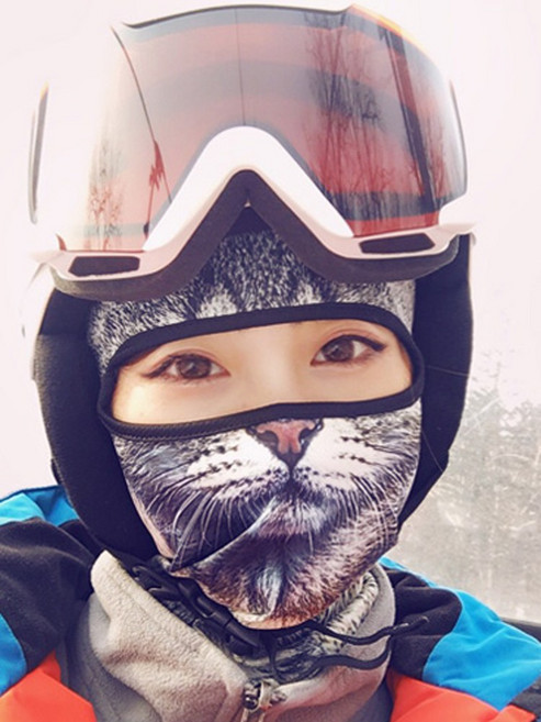 트레벨로 애니멀 스키 스노우보드 방한 바라클라바, 캣(그레이)