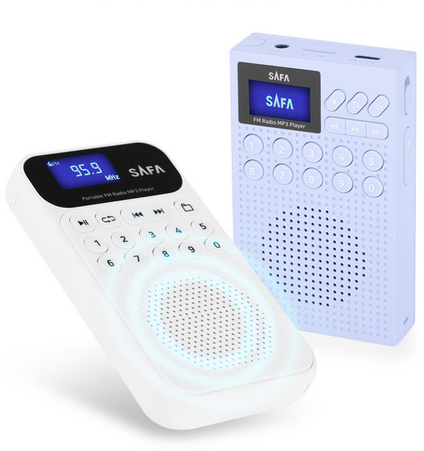 간편조작 휴대용 MP3 라디오부모님선물 어르신선물 휴대용라디오 미니라디오 MP3플레이어, 화이트, 라운드형 SR100