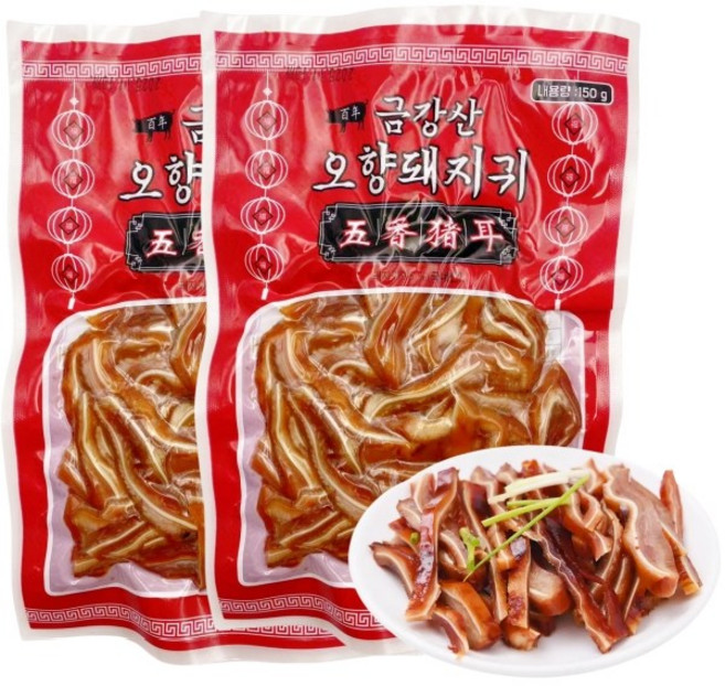 <중화국제>쫄깃한 오향돼지귀 슬라이 국내산, 2개, 150g