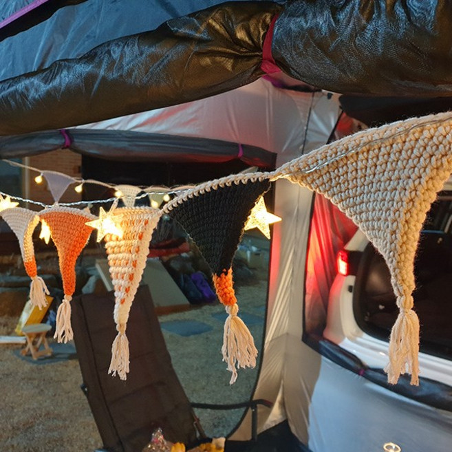 나스카피 감성캠핑 차박 가죽 털 가랜드, 털가랜드(그린), 1개