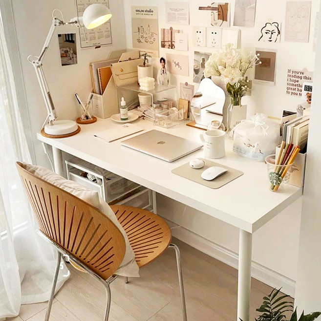 히퍼책상 1200x600 컴퓨터 1인 원룸 학생테이블, 화이트화이트.