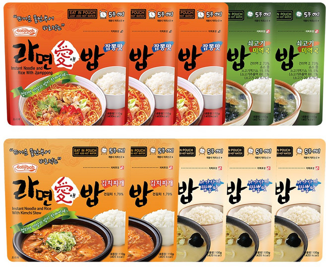 이지밥 라면애밥 10개 세트 전투식량 비상식량, 1세트, 110g