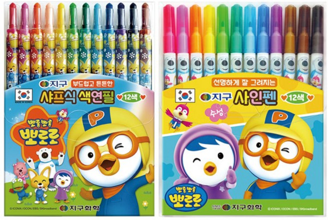 (지구) 색연필 싸인펜 12색 세트, (B) 뽀로로색연필 12색+뽀로로사인펜 12색, 1개
