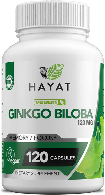 Hayat Vitamins Vegan Ginkgo Biloba 120MG H2101006, 1개, 120정