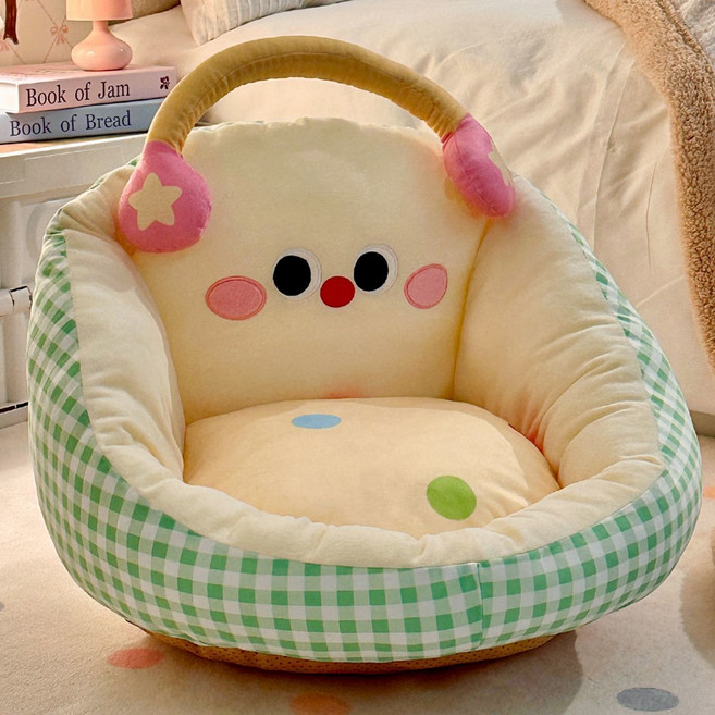 懶人沙發 臥室單人窩窩小沙發 客廳休閒榻榻米躺椅, 1個, 面包咕咕窩【懶人小沙發】綠小號【45*40cm】