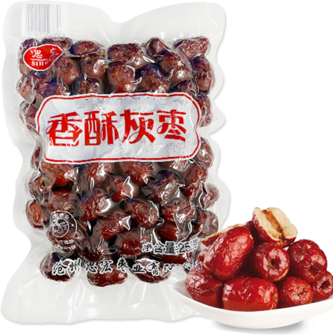 홍홍 중국식품 중국 시홍 바삭한 씨없는 대추튀김 향소취자오 중국간식 샹수춰이, 1개, 252g