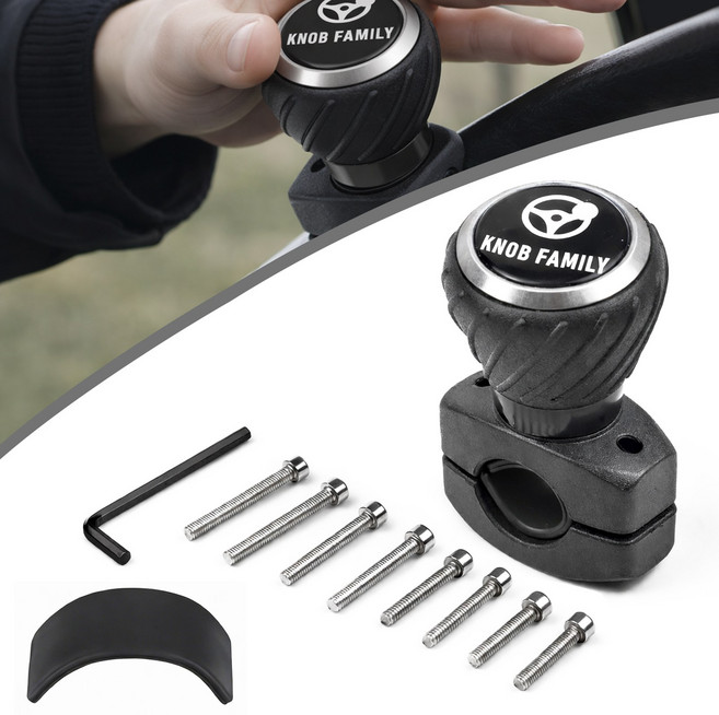 ORVIA 자동차 핸들 파워봉 + 방수 커버 차량용 핸들봉 파워핸들 화물차 버스 중장비용, 블랙