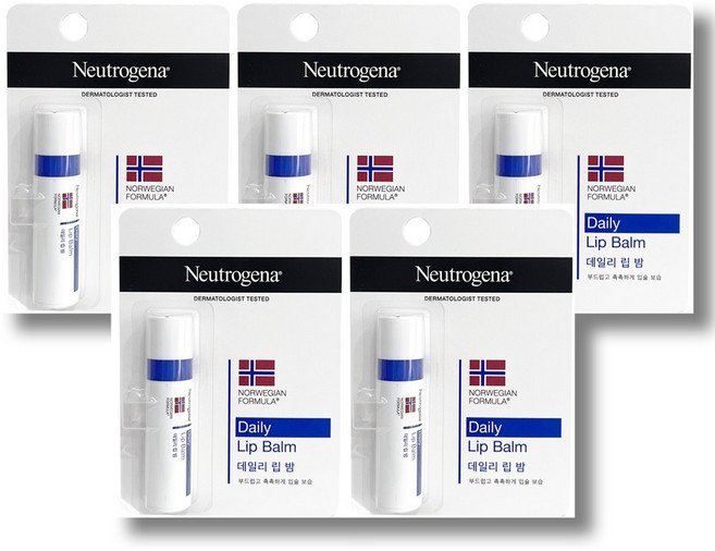뉴트로지나 데일리 립밤, 무향, 4g, 5개