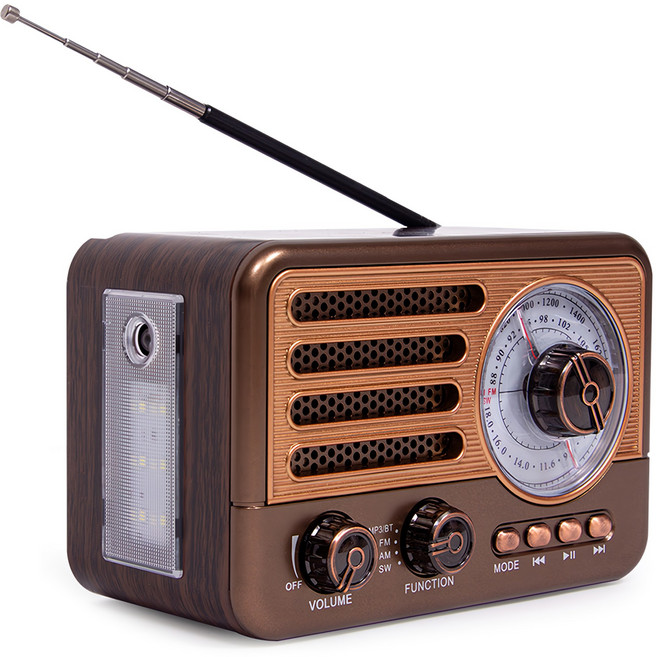 코비 레트로 클래식 블루투스 스피커 라디오, CRF-20B, 우드브라운