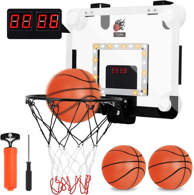 CYFIE 문걸이 벽걸이 농구대 세트 흡착식 어린이 실내 가정용 스포츠 벽걸이형 어린이 선물, 1세트