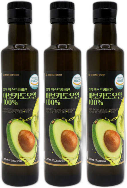 엑스트라버진 아보카도오일 HASS 하스 품종, 250ml, 3개