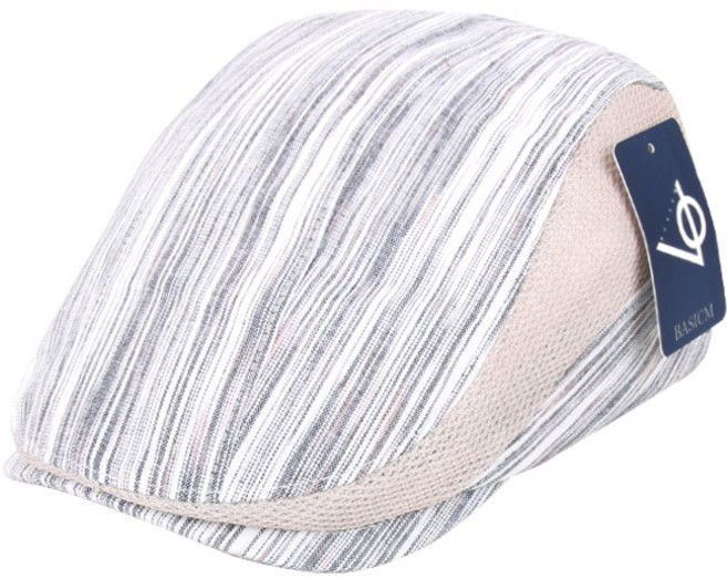 베이직엠 여름 남성모자 헌팅캡 양옆 메쉬 화이트 스트라이프