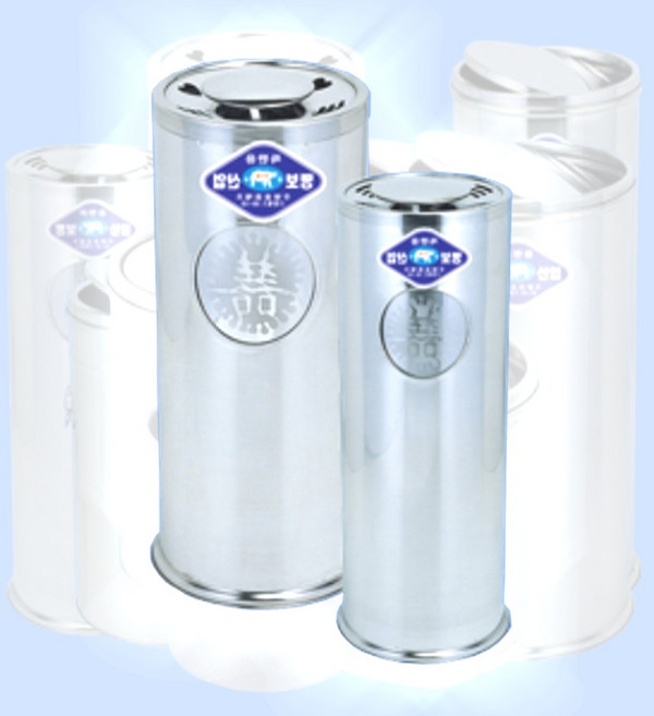 명보산업 휴게실 흡연실 로비 뱅뱅이 스텐 휴지통 50L, 휴지통 특대 50L