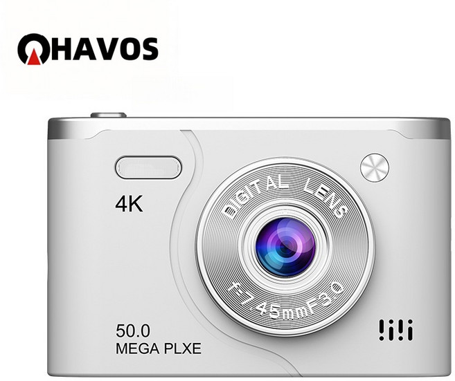 Havos 카메라추천 디지털카메라 브이로그촬영 야외활동 일상기록 가성비 입문용카메라 4K, 은색