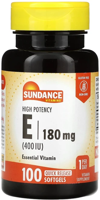 Sundance Vitamins 고효능 E 180mg(400IU) 속방형 소프트젤 100정, SundanceVitamins고효능E180mg400IU, 1개 - 쿠팡