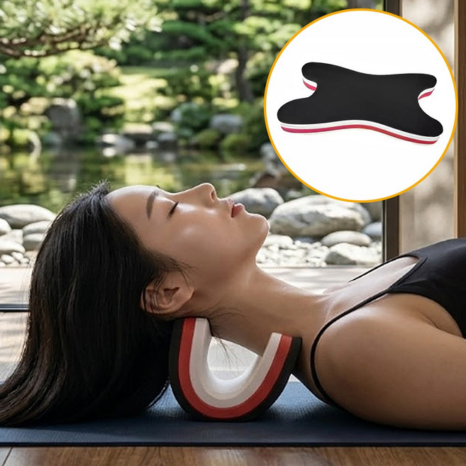 나나 목 마사지기 경추 스트레칭 안마기, 블랙화이트혼합, 1개