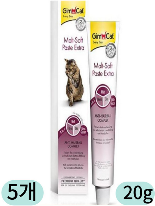 짐펫 짐캣 몰트소프트 20g 고양이 영양제(26/9월), 헤어볼, 5개