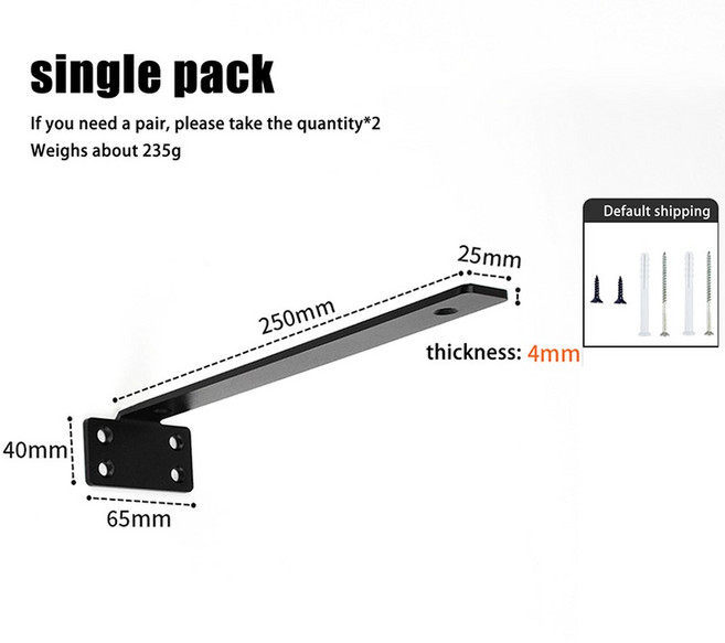 세트 헤비 듀티 주철 선반 브래킷 플로팅 않는 4MM 보이지 지원을위한 두꺼운, 10in Black 1, 8인치