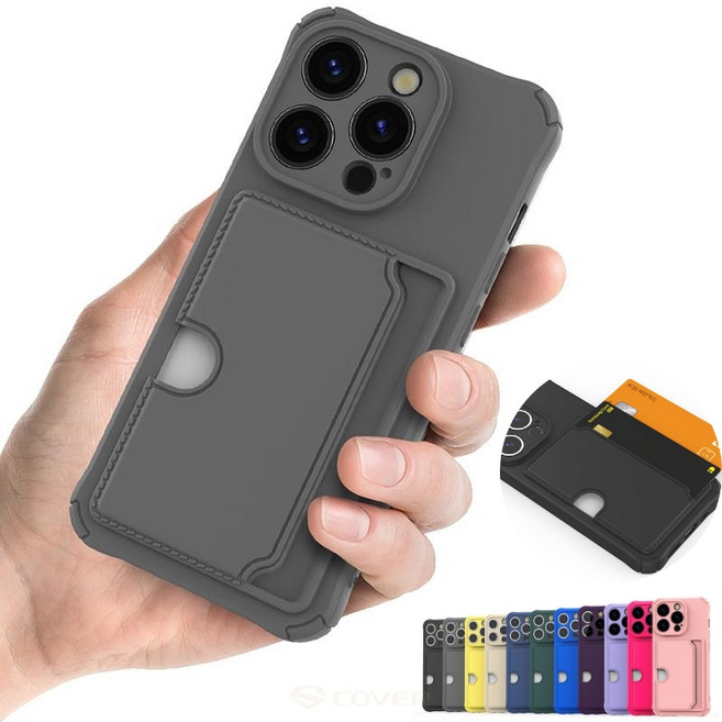 애플 아이폰 디펜더 컬러 SF 사이드 카드 2장 수납 스티치 옆카드 투명 젤리 에어쿠션 방탄 젤리 케이스