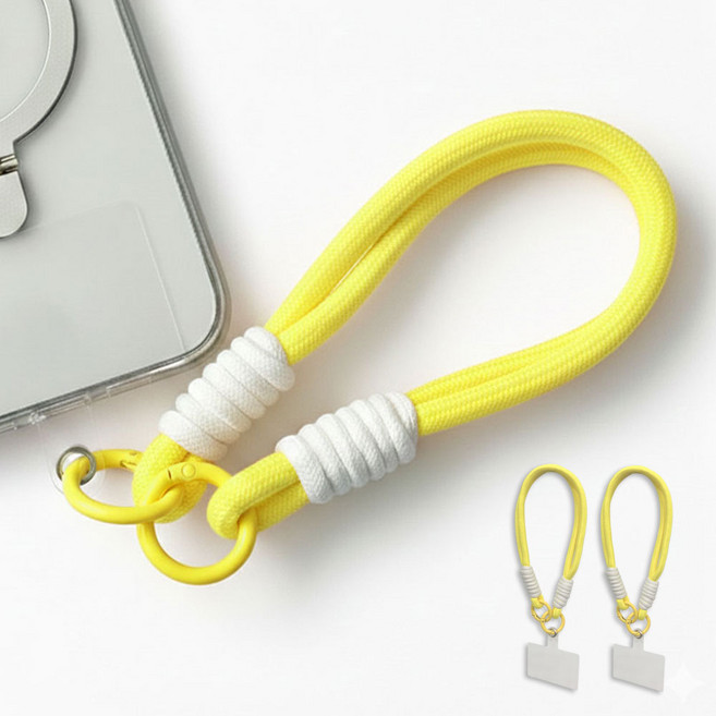 라미 핸드폰 도난방지 손목 스트랩 2개, 1세트, 옐로우