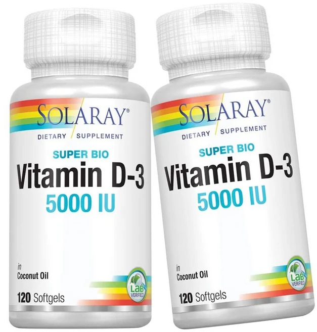 Solaray 솔라레이 슈퍼바이오 비타민D3 5000IU 120캡슐, 2개, 120정 - 쿠팡