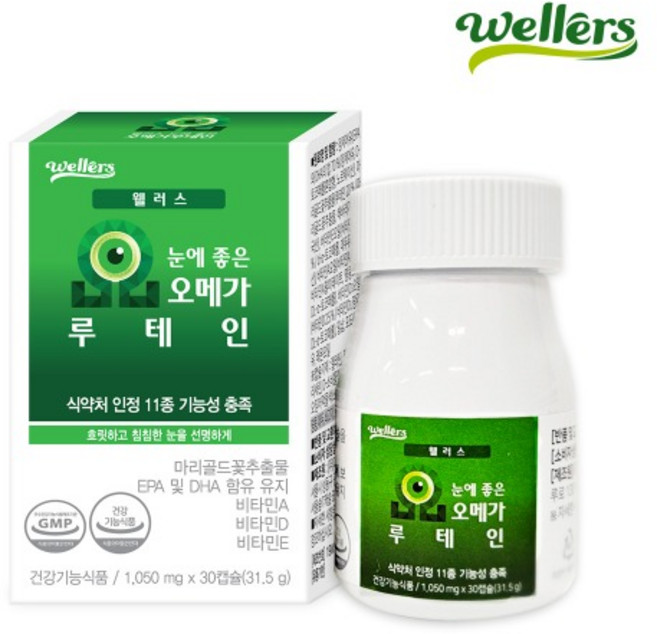 웰러스 눈에좋은 오메가 루테인 오메가3 루테인지아잔틴 눈건강 1050mg x 30캡슐, 1개