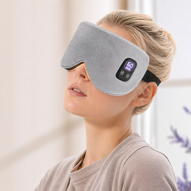 HULULU 온열 눈마사지 안대 무선 USB충전 세탁가능 수면용 눈찜질 아이케어, 그레이, A1