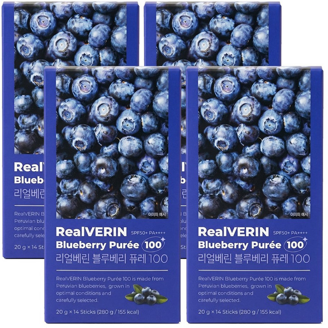 리얼베린 블루베리 퓨레 100 20gX14포X4박스, 4박스, 280g