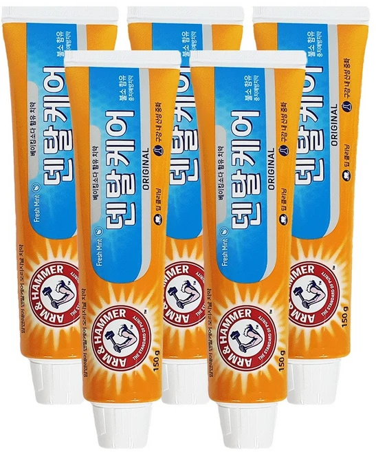 유한양행 [국내생산] 암앤해머 덴탈케어 오리지날 치약 150g, 5개 - 쿠팡