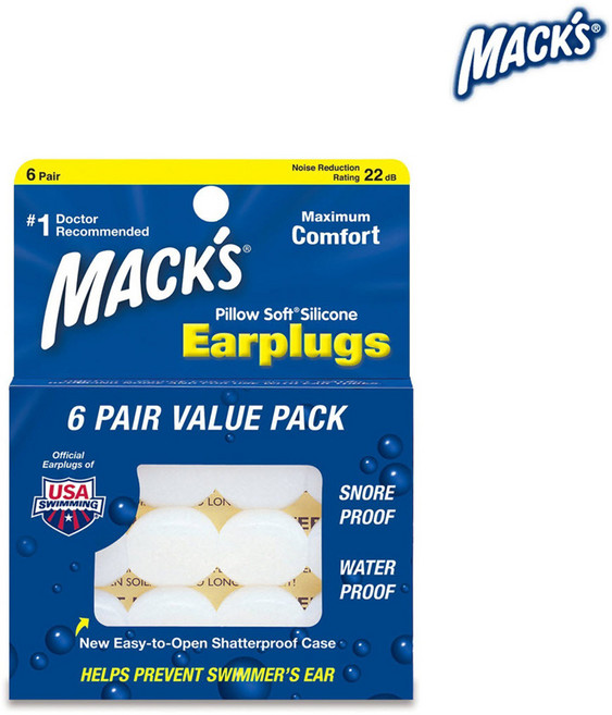 Macks 필로우소프트 수면 귀마개 흰색, 1개, 6쌍