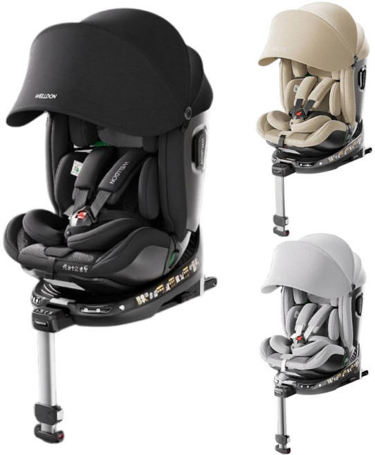 WELLDON 汽座 通風 智能 ISOFIX 旋轉 0-12歲 i size認證 汽車安全座椅 - 三色可選, 烏木黑