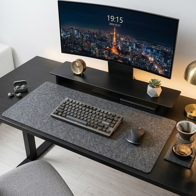 컴퓨터책상 데스크매트 부직포 마우스패드 논슬립, 그레이