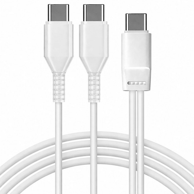 트윈라인 C타입 2in1 Y자형 충전 케이블, 1개, 화이트, 1m