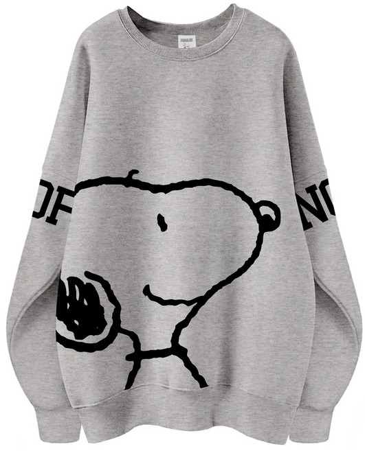 피너츠 정품 남녀공용 오버핏 캐릭터 라운드 맨투맨 빅사이즈 데일리 티 루즈핏 커플 라운드 티셔츠 남자 여성 롱티 단체티 방긋 스누피