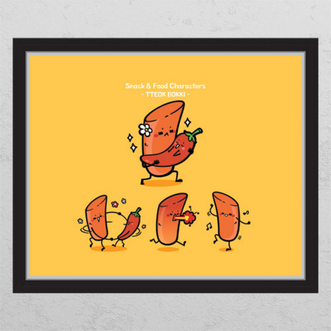 데코밍샵음식캐릭터(떡볶이)_창문그림액자_데코스티커, D타입 엘레강스실버