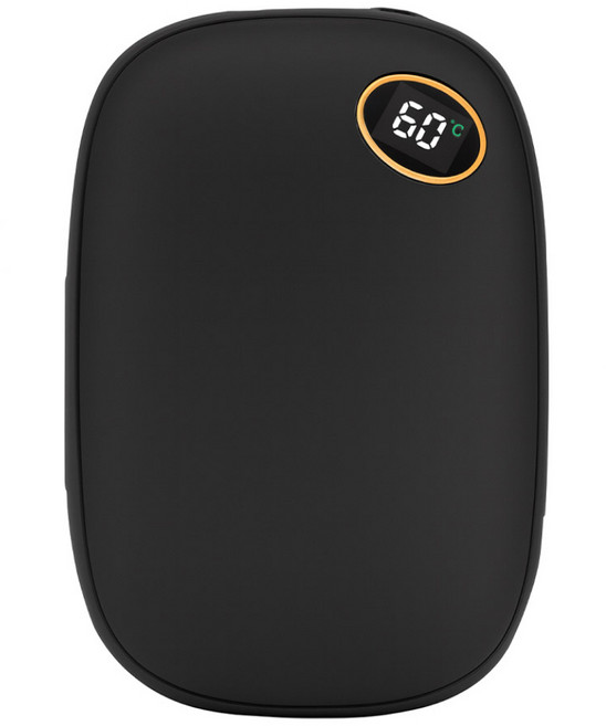 [대용량] 충전식 손난로 10000ma 보조배터리 휴대용 전기 충전 핫팩 c타입 usb 손히터, 블랙, 1개