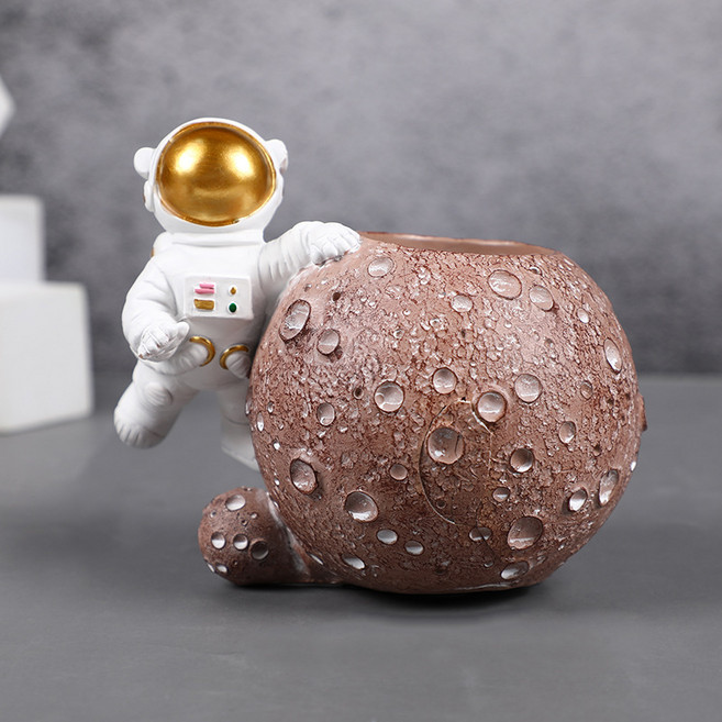 펜꽂이 pencil case 1323# 심플 우주인 수지공예 문구 수납 사무실 서재 소품 뉴타임즈 Z, 금색 필통