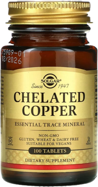 Solgar Chelated Copper 솔가 킬레이트 구리 100정, 1개
