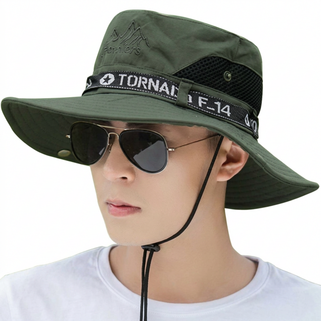 옴니 햇빛가리개 사파리 등산 낚시 벙거지 모자, F14 다크그린, 1개