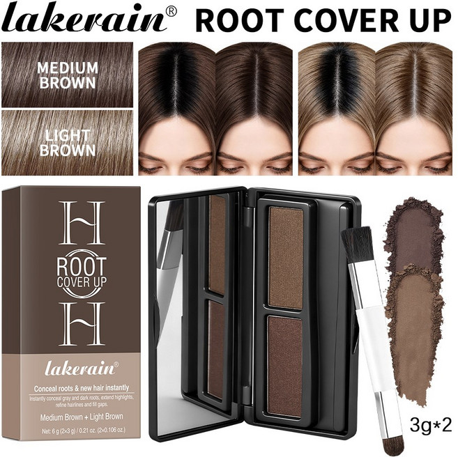 하이라이터 내추럴 헤어 파우더 팔레트 라인 섀도우 메이크업 컨실러 롱래스팅 방수 루트 커버업 인스턴트 커버리지, [02] 5Medium And Light, 1