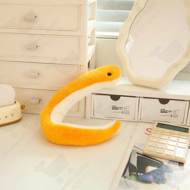 可愛蛇玩偶 毛絨玩具, 1個, 蛇年玩偶【黄色】長約40cm