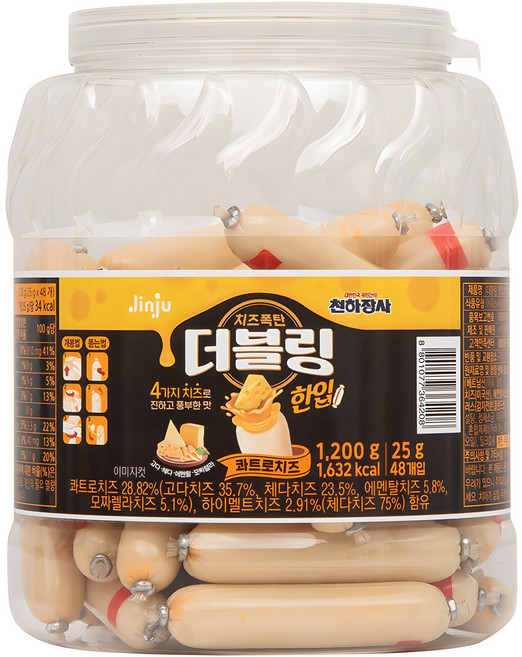 천하장사 더블링 한입 콰트로치즈 소시지, 1.2kg, 1개