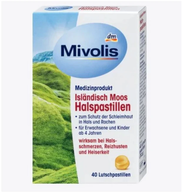 독일 DM mivolis 아이슬란드 이끼함유 목 보호 사탕 40정, 1개, 단품 - 쿠팡