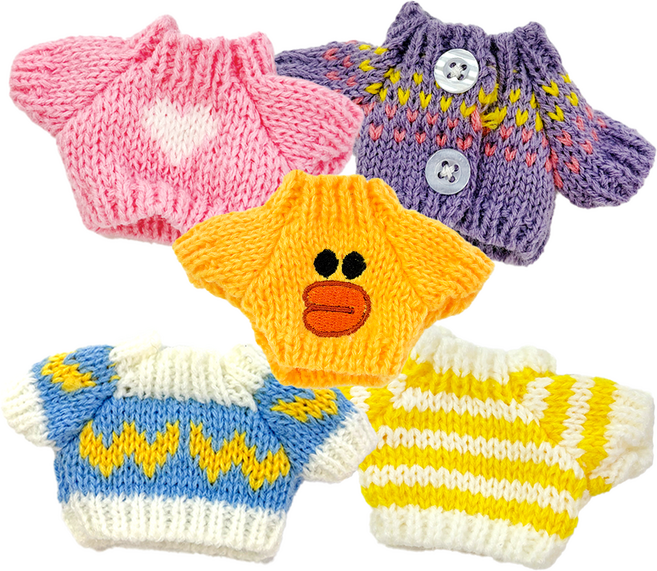 픽101 모루인형 의상 소품 세트 모루 꾸미기 재료 니트 악세사리 부자재 10cm 15cm, 1개, 오리뽀짝 세트