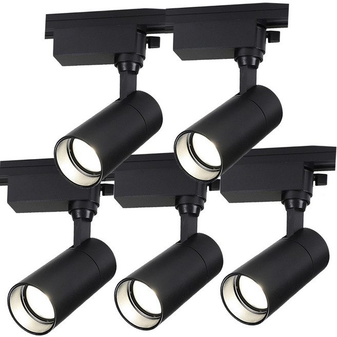 비츠온 KS 플리커프리 원통 COB 일체형 레일조명 40W 블랙 화이트, 5개, 40W 블랙 주백색
