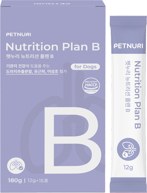 펫누리 강아지 영양제 기관지 기침 협착증 면역력 스틱 간식 뉴트리션플랜B, 1박스, 호흡기/기관지, 180g