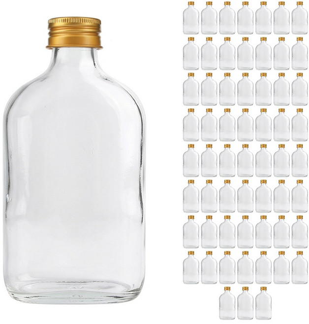 공병상회 납작병 유리병 1박스 + 알루미늄캡/골드, 60개, 200ml