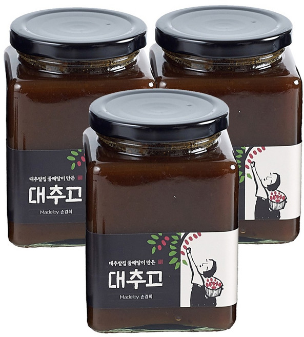 대추밭 둘째딸이 만든 수제 대추고 대추차 전통차 프리미엄 수제청 허밍테이블, 500g, 1개입, 3개